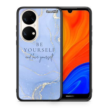Θήκη Huawei P50 Be Yourself από τη Smartfits με σχέδιο στο πίσω μέρος και μαύρο περίβλημα | Huawei P50 Be Yourself case with colorful back and black bezels