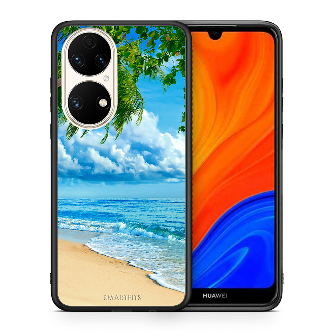 Θήκη Huawei P50 Beautiful Beach από τη Smartfits με σχέδιο στο πίσω μέρος και μαύρο περίβλημα | Huawei P50 Beautiful Beach case with colorful back and black bezels