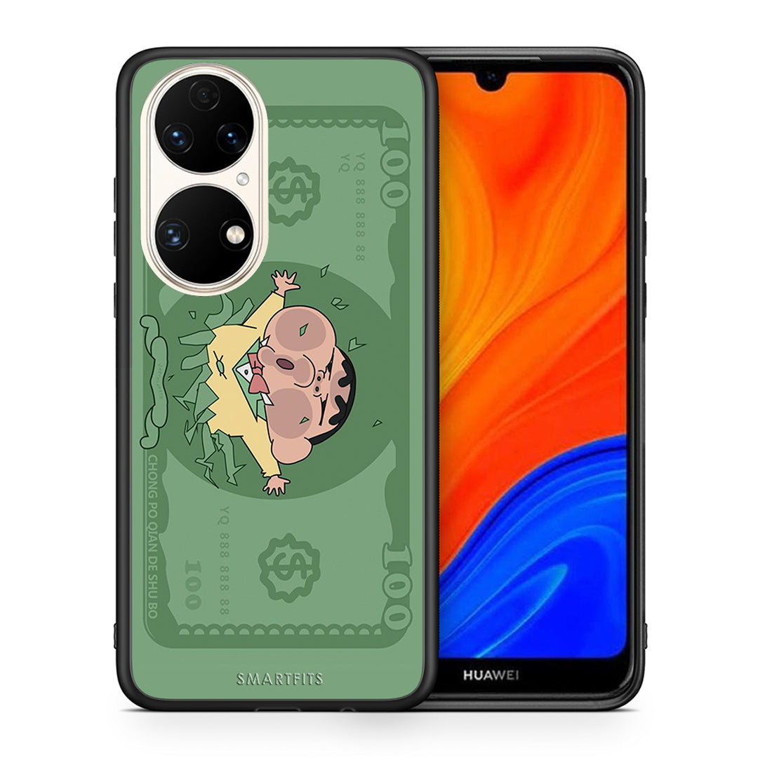 Θήκη Αγίου Βαλεντίνου Huawei P50 Big Money από τη Smartfits με σχέδιο στο πίσω μέρος και μαύρο περίβλημα | Huawei P50 Big Money case with colorful back and black bezels