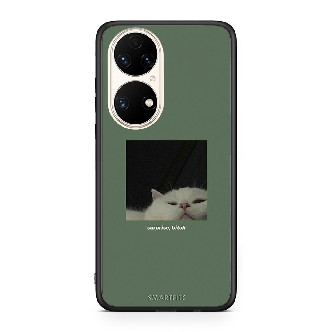 Huawei P50 Bitch Surprise θήκη από τη Smartfits με σχέδιο στο πίσω μέρος και μαύρο περίβλημα | Smartphone case with colorful back and black bezels by Smartfits