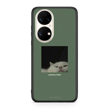 Huawei P50 Bitch Surprise θήκη από τη Smartfits με σχέδιο στο πίσω μέρος και μαύρο περίβλημα | Smartphone case with colorful back and black bezels by Smartfits
