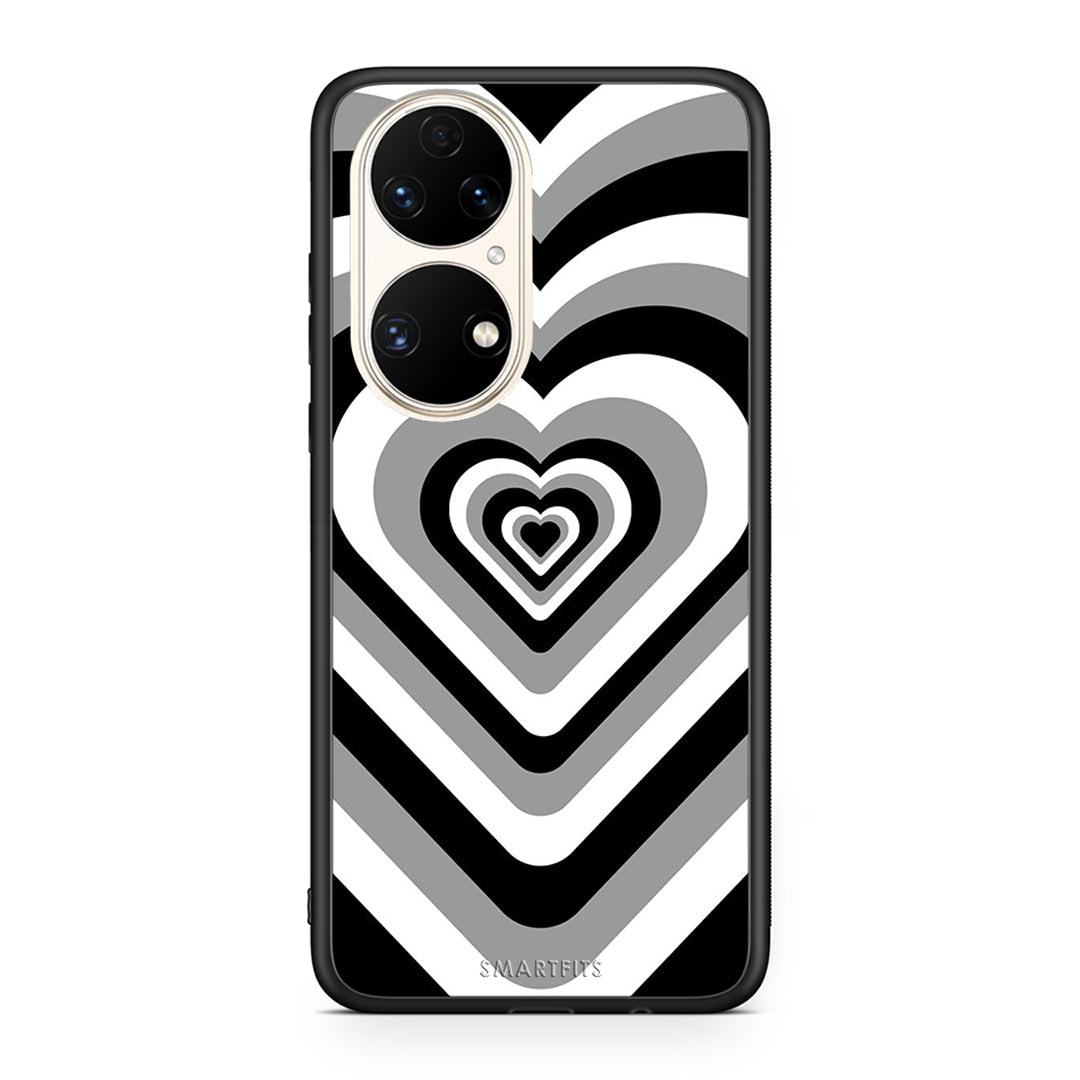 Huawei P50 Black Hearts θήκη από τη Smartfits με σχέδιο στο πίσω μέρος και μαύρο περίβλημα | Smartphone case with colorful back and black bezels by Smartfits