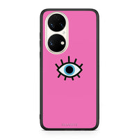 Thumbnail for Huawei P50 Blue Eye Pink θήκη από τη Smartfits με σχέδιο στο πίσω μέρος και μαύρο περίβλημα | Smartphone case with colorful back and black bezels by Smartfits