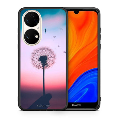 Θήκη Huawei P50 Wish Boho από τη Smartfits με σχέδιο στο πίσω μέρος και μαύρο περίβλημα | Huawei P50 Wish Boho case with colorful back and black bezels