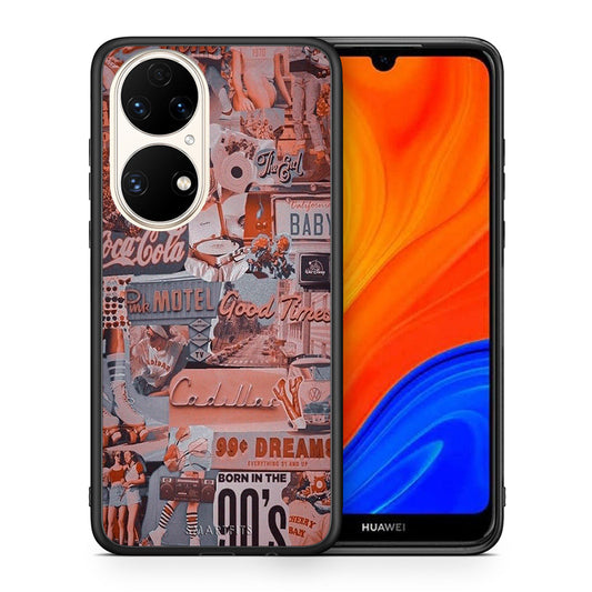 Θήκη Huawei P50 Born In 90s από τη Smartfits με σχέδιο στο πίσω μέρος και μαύρο περίβλημα | Huawei P50 Born In 90s case with colorful back and black bezels