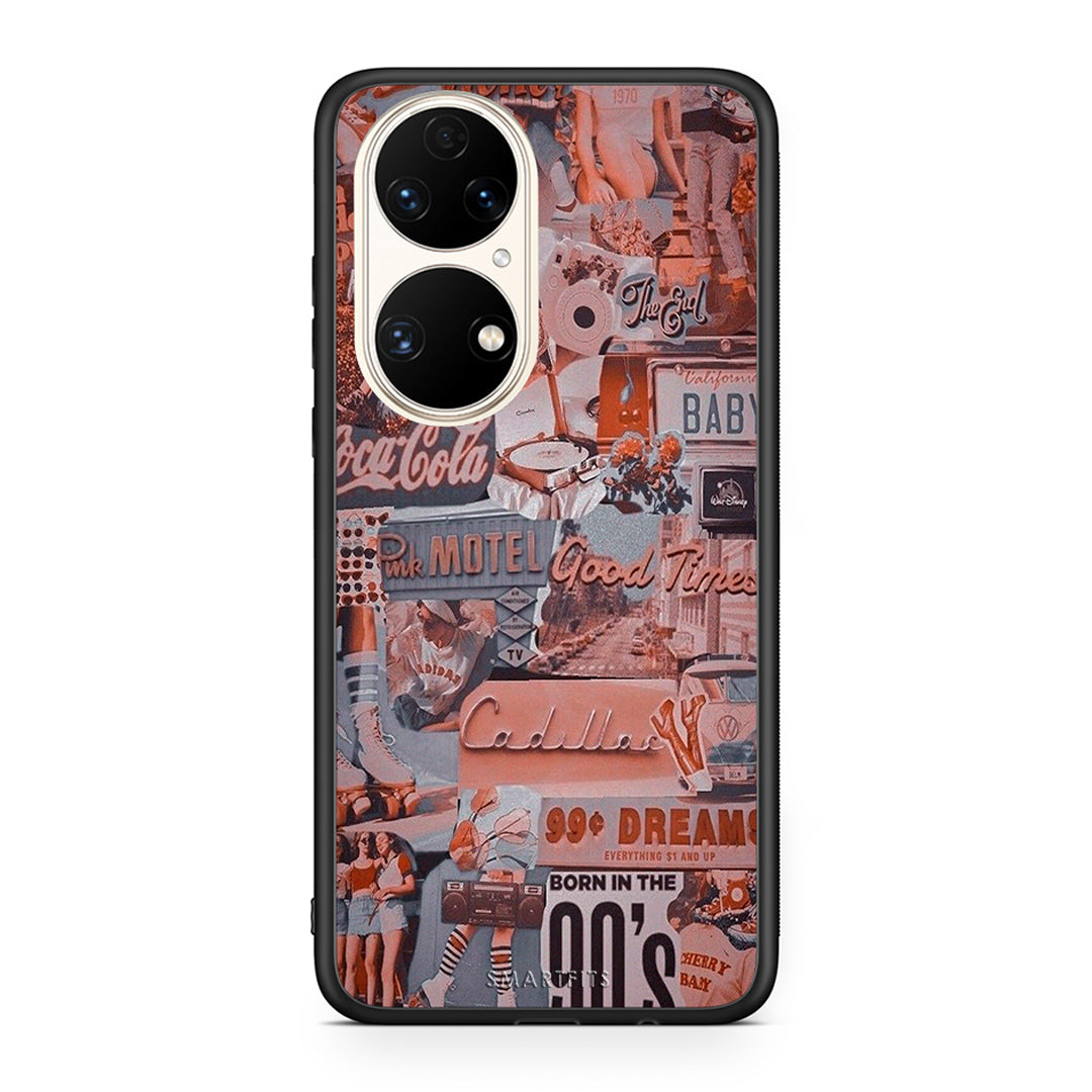 Huawei P50 Born In 90s θήκη από τη Smartfits με σχέδιο στο πίσω μέρος και μαύρο περίβλημα | Smartphone case with colorful back and black bezels by Smartfits