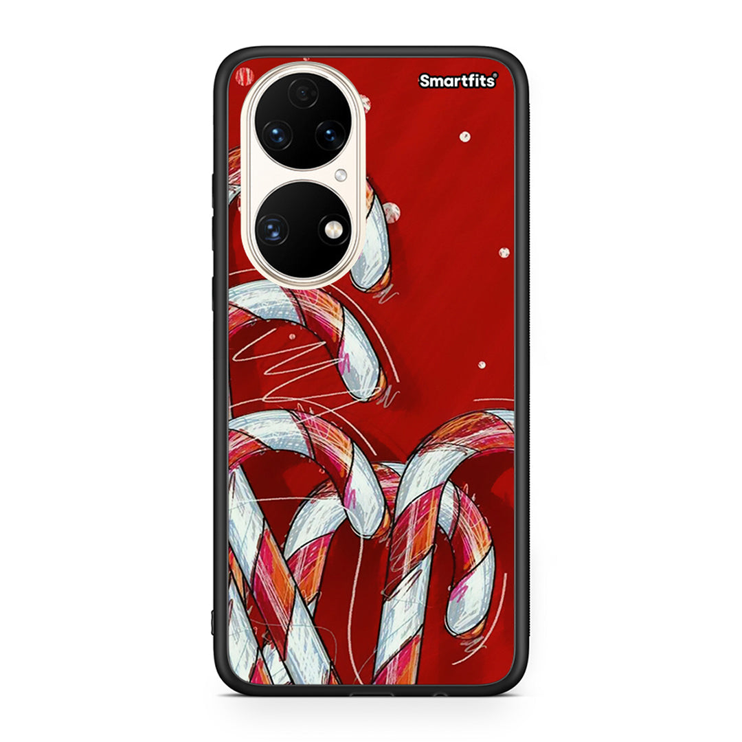 Huawei P50 Candy Cane θήκη από τη Smartfits με σχέδιο στο πίσω μέρος και μαύρο περίβλημα | Smartphone case with colorful back and black bezels by Smartfits