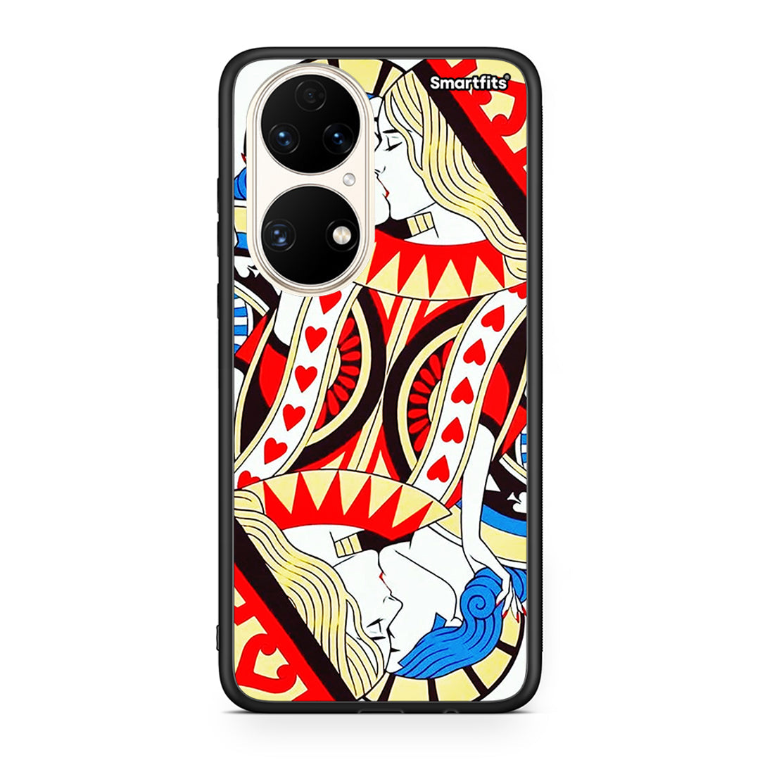 Huawei P50 Card Love θήκη από τη Smartfits με σχέδιο στο πίσω μέρος και μαύρο περίβλημα | Smartphone case with colorful back and black bezels by Smartfits