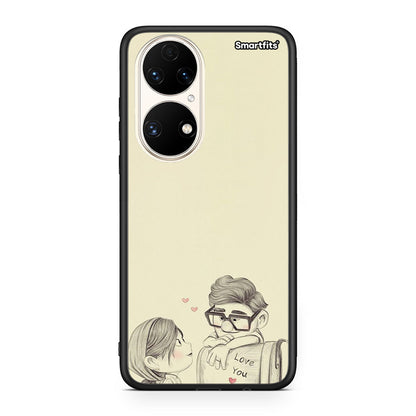 Huawei P50 Carl And Ellie θήκη από τη Smartfits με σχέδιο στο πίσω μέρος και μαύρο περίβλημα | Smartphone case with colorful back and black bezels by Smartfits