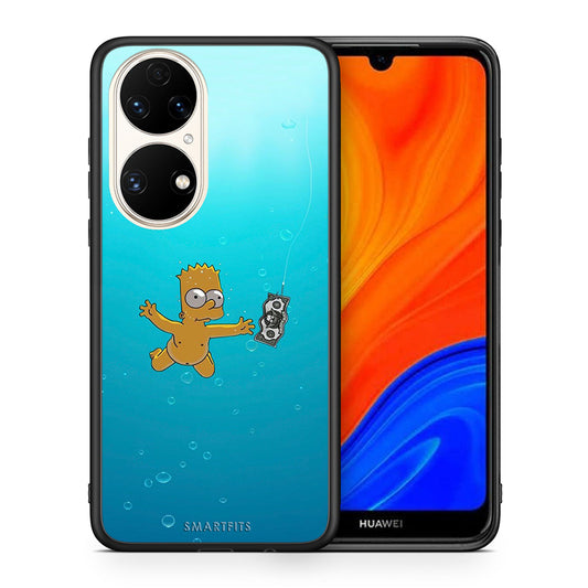Θήκη Huawei P50 Chasing Money από τη Smartfits με σχέδιο στο πίσω μέρος και μαύρο περίβλημα | Huawei P50 Chasing Money case with colorful back and black bezels