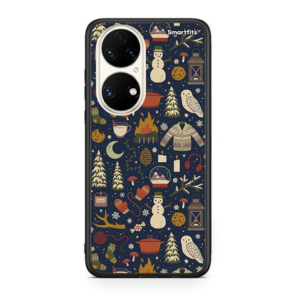Huawei P50 Christmas Elements θήκη από τη Smartfits με σχέδιο στο πίσω μέρος και μαύρο περίβλημα | Smartphone case with colorful back and black bezels by Smartfits