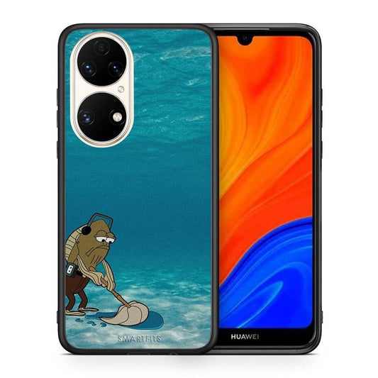 Θήκη Huawei P50 Clean The Ocean από τη Smartfits με σχέδιο στο πίσω μέρος και μαύρο περίβλημα | Huawei P50 Clean The Ocean case with colorful back and black bezels