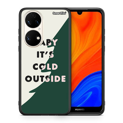 Θήκη Huawei P50 Cold Outside από τη Smartfits με σχέδιο στο πίσω μέρος και μαύρο περίβλημα | Huawei P50 Cold Outside case with colorful back and black bezels