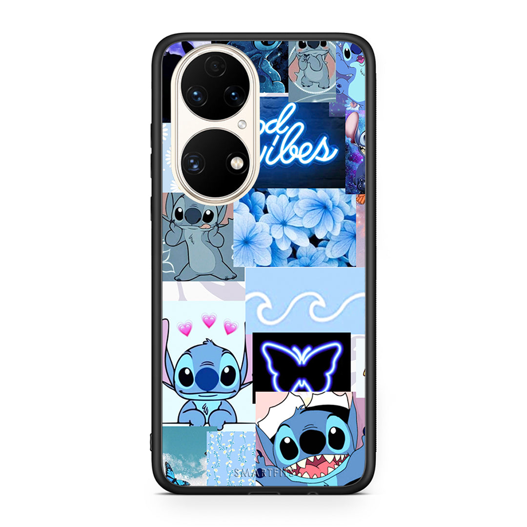 Huawei P50 Collage Good Vibes Θήκη Αγίου Βαλεντίνου από τη Smartfits με σχέδιο στο πίσω μέρος και μαύρο περίβλημα | Smartphone case with colorful back and black bezels by Smartfits