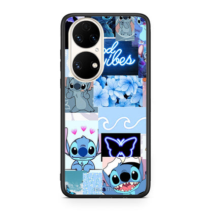 Huawei P50 Collage Good Vibes Θήκη Αγίου Βαλεντίνου από τη Smartfits με σχέδιο στο πίσω μέρος και μαύρο περίβλημα | Smartphone case with colorful back and black bezels by Smartfits