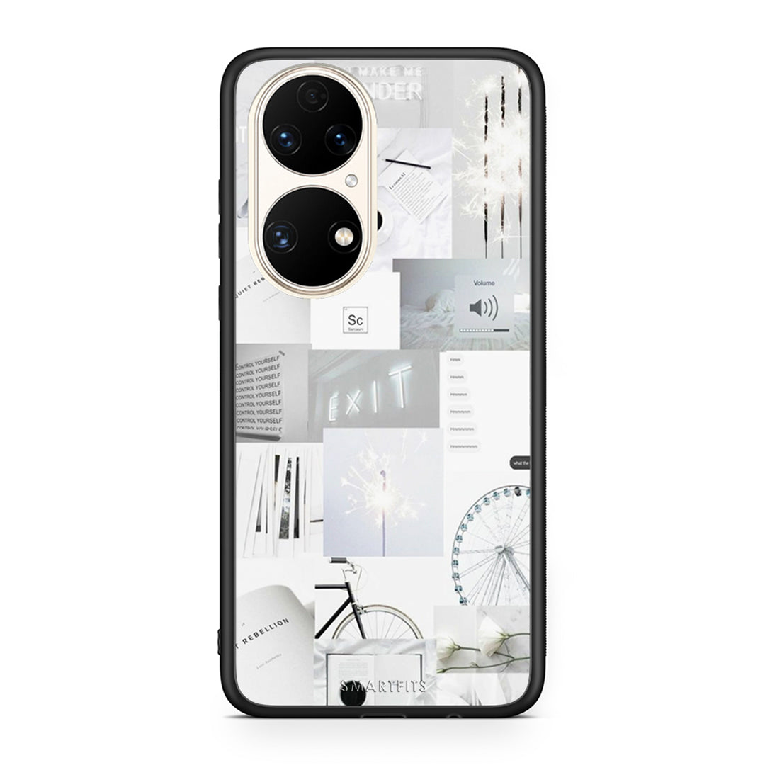 Huawei P50 Collage Make Me Wonder Θήκη Αγίου Βαλεντίνου από τη Smartfits με σχέδιο στο πίσω μέρος και μαύρο περίβλημα | Smartphone case with colorful back and black bezels by Smartfits