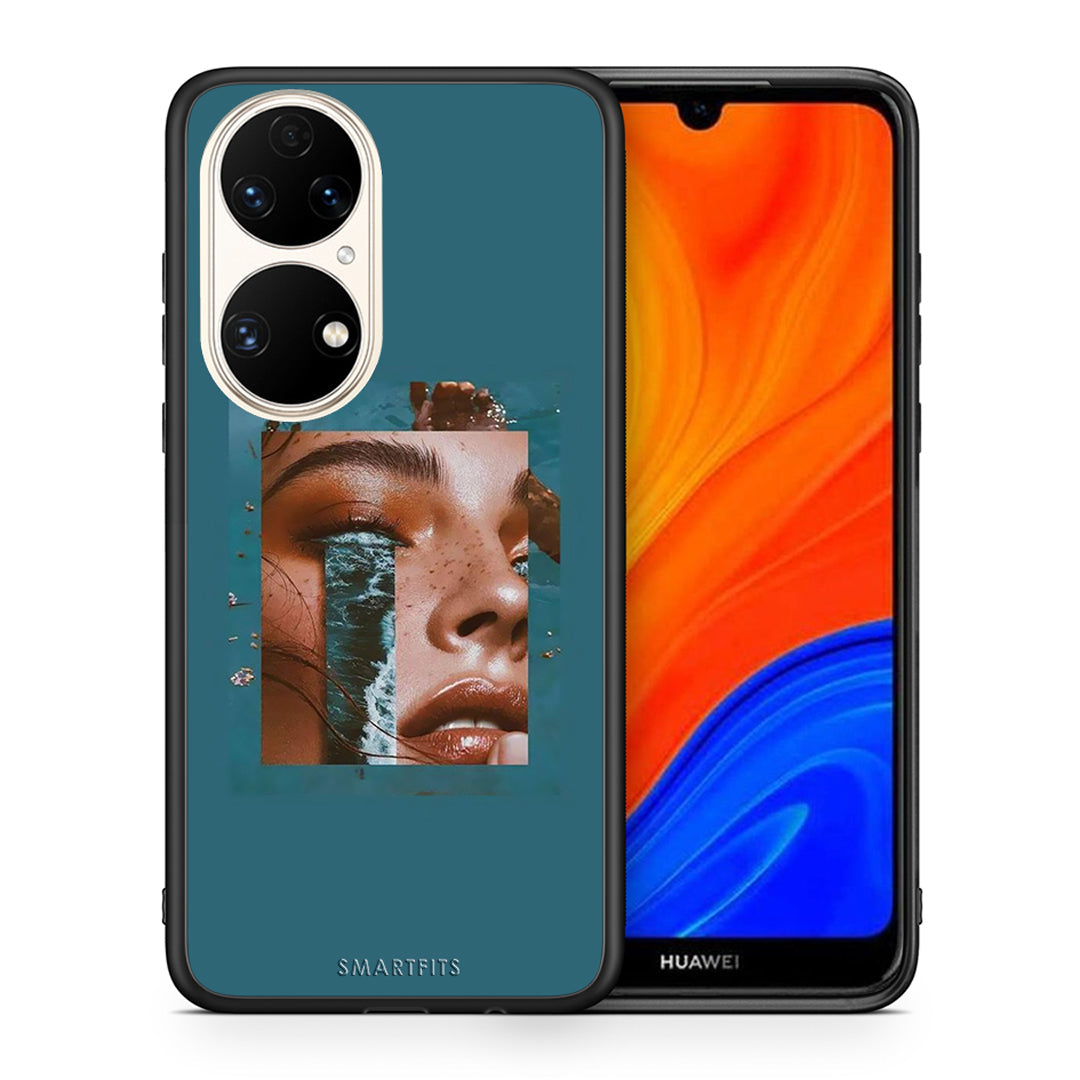 Θήκη Huawei P50 Cry An Ocean από τη Smartfits με σχέδιο στο πίσω μέρος και μαύρο περίβλημα | Huawei P50 Cry An Ocean case with colorful back and black bezels