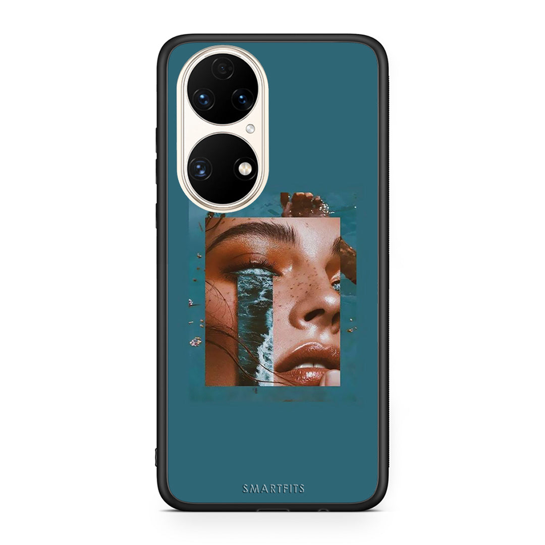 Huawei P50 Cry An Ocean θήκη από τη Smartfits με σχέδιο στο πίσω μέρος και μαύρο περίβλημα | Smartphone case with colorful back and black bezels by Smartfits