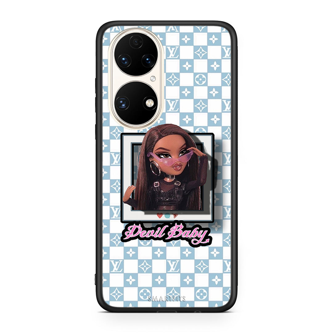 Huawei P50 Devil Baby Θήκη Αγίου Βαλεντίνου από τη Smartfits με σχέδιο στο πίσω μέρος και μαύρο περίβλημα | Smartphone case with colorful back and black bezels by Smartfits