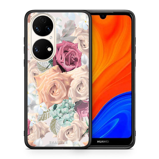 Θήκη Huawei P50 Bouquet Floral από τη Smartfits με σχέδιο στο πίσω μέρος και μαύρο περίβλημα | Huawei P50 Bouquet Floral case with colorful back and black bezels