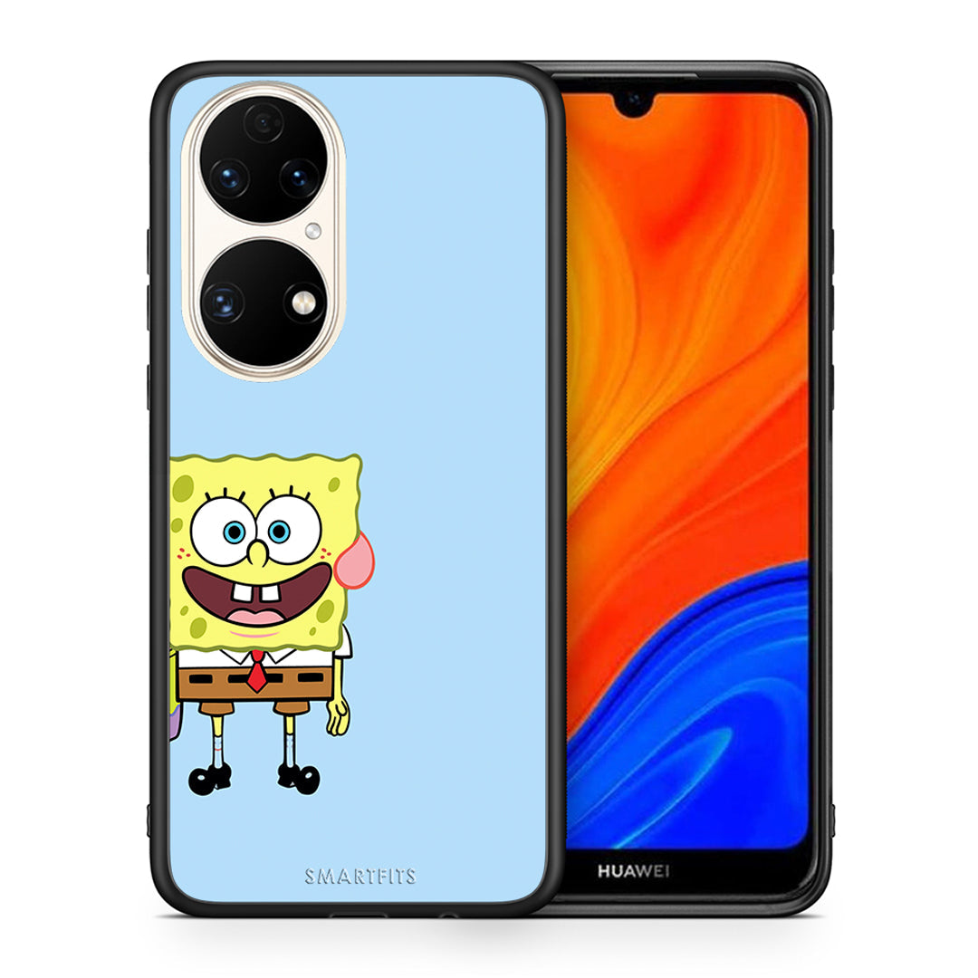 Θήκη Huawei P50 Friends Bob από τη Smartfits με σχέδιο στο πίσω μέρος και μαύρο περίβλημα | Huawei P50 Friends Bob case with colorful back and black bezels