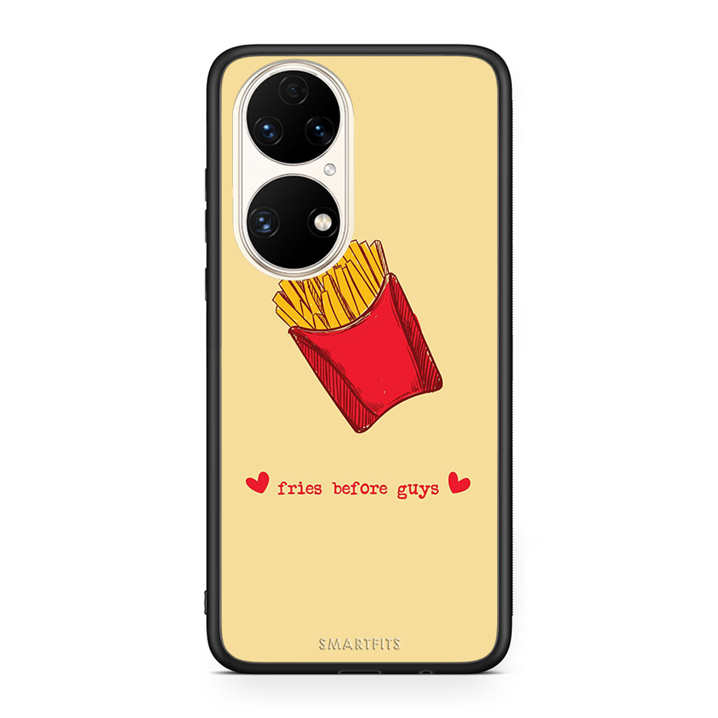 Huawei P50 Fries Before Guys Θήκη Αγίου Βαλεντίνου από τη Smartfits με σχέδιο στο πίσω μέρος και μαύρο περίβλημα | Smartphone case with colorful back and black bezels by Smartfits