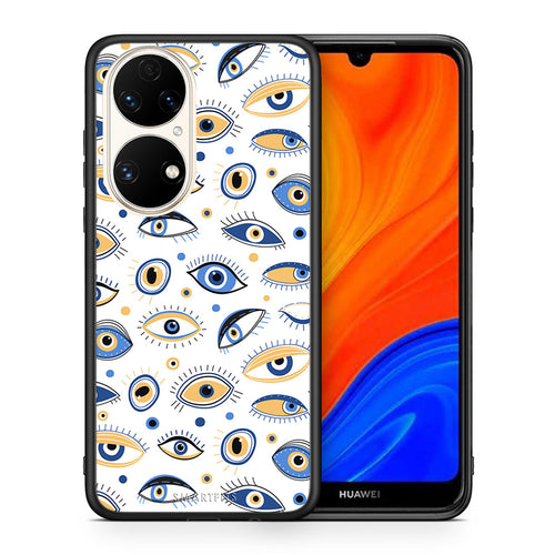 Θήκη Huawei P50 Ftou Ftou από τη Smartfits με σχέδιο στο πίσω μέρος και μαύρο περίβλημα | Huawei P50 Ftou Ftou case with colorful back and black bezels