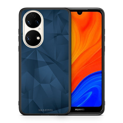 Θήκη Huawei P50 Blue Abstract Geometric από τη Smartfits με σχέδιο στο πίσω μέρος και μαύρο περίβλημα | Huawei P50 Blue Abstract Geometric case with colorful back and black bezels