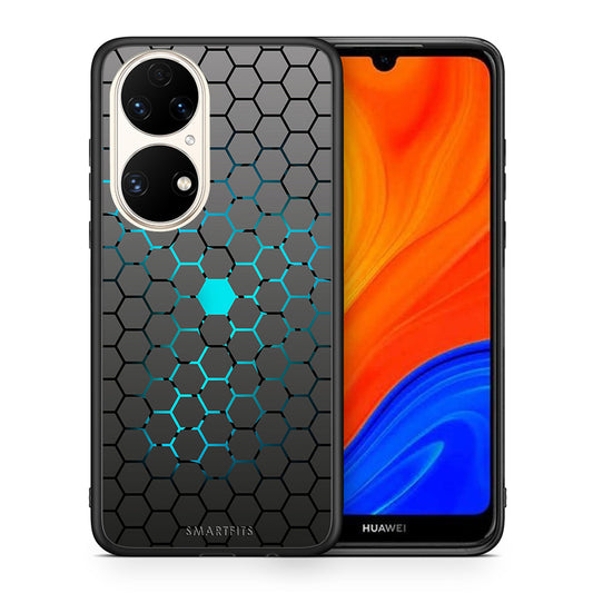 Θήκη Huawei P50 Hexagonal Geometric από τη Smartfits με σχέδιο στο πίσω μέρος και μαύρο περίβλημα | Huawei P50 Hexagonal Geometric case with colorful back and black bezels