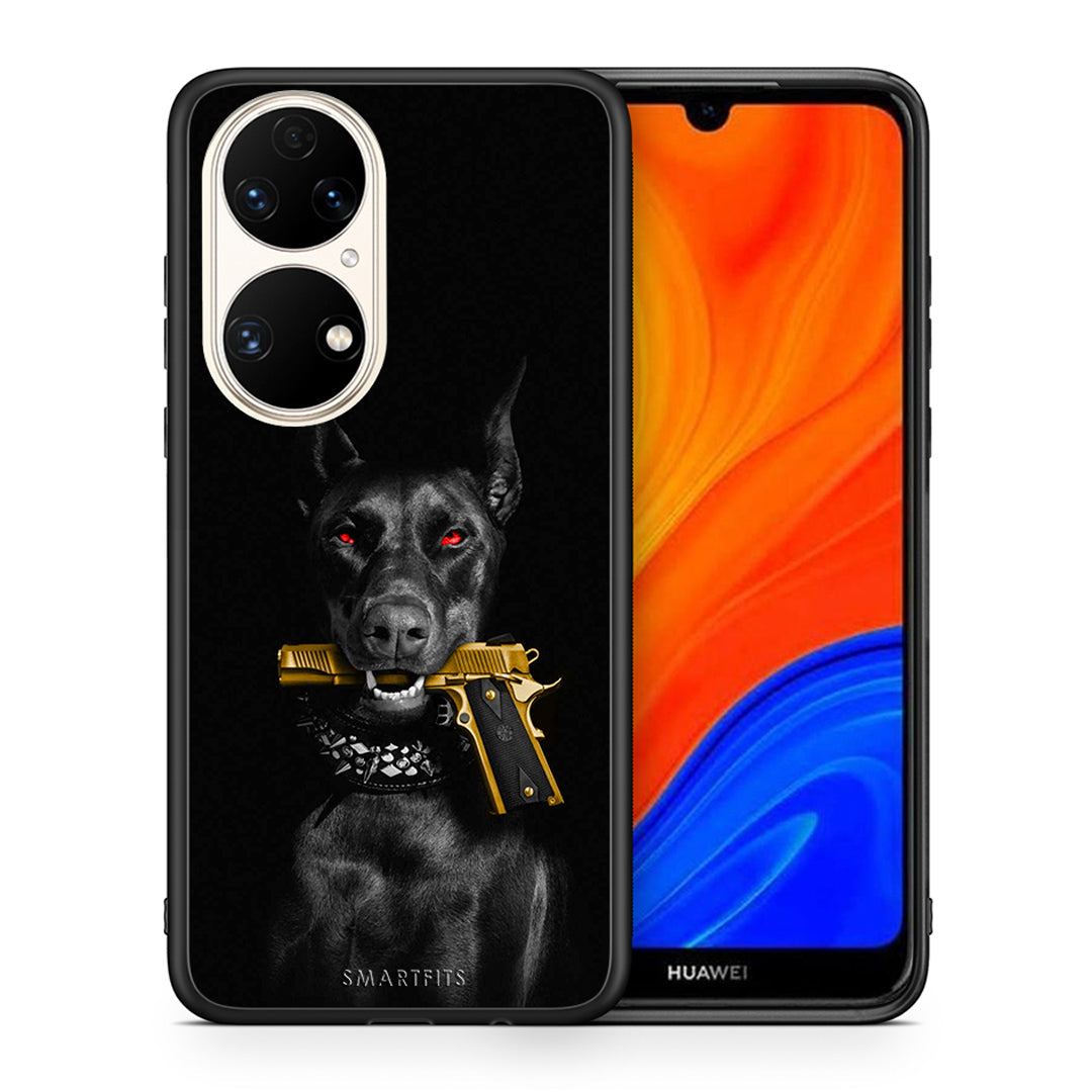 Θήκη Αγίου Βαλεντίνου Huawei P50 Golden Gun από τη Smartfits με σχέδιο στο πίσω μέρος και μαύρο περίβλημα | Huawei P50 Golden Gun case with colorful back and black bezels
