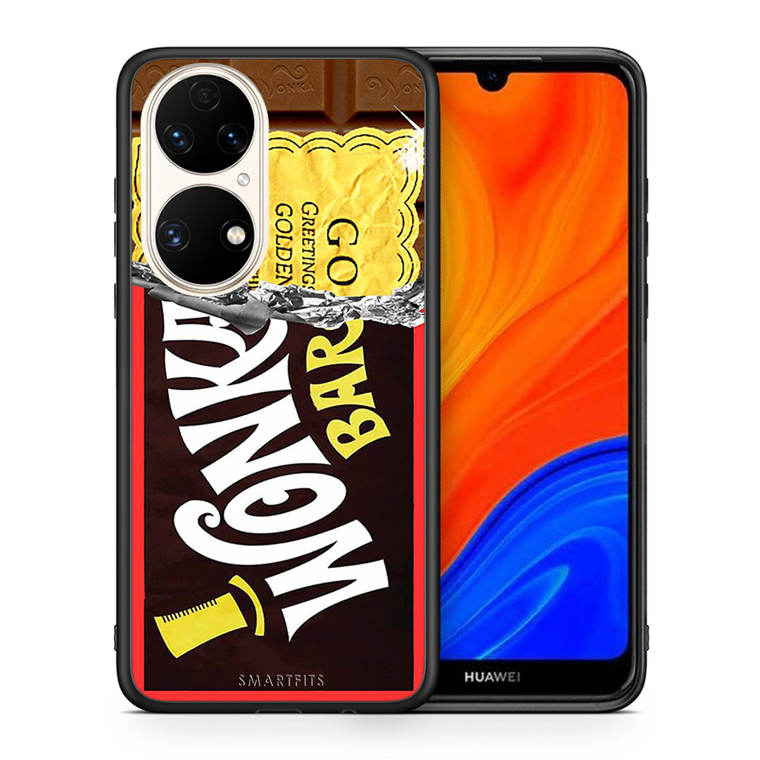 Θήκη Huawei P50 Golden Ticket από τη Smartfits με σχέδιο στο πίσω μέρος και μαύρο περίβλημα | Huawei P50 Golden Ticket case with colorful back and black bezels