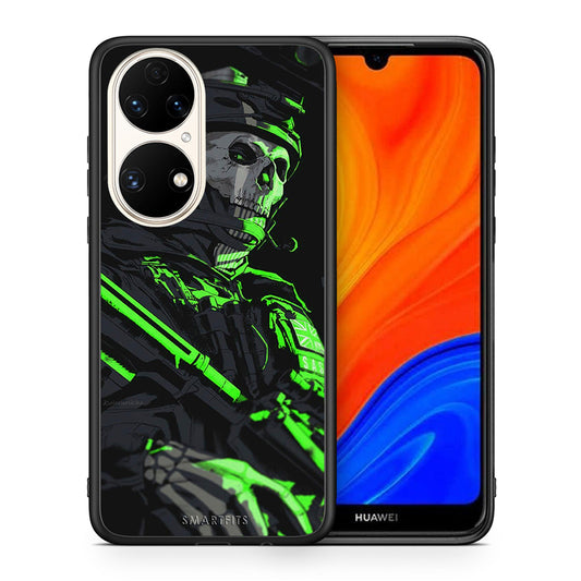 Θήκη Αγίου Βαλεντίνου Huawei P50 Green Soldier από τη Smartfits με σχέδιο στο πίσω μέρος και μαύρο περίβλημα | Huawei P50 Green Soldier case with colorful back and black bezels