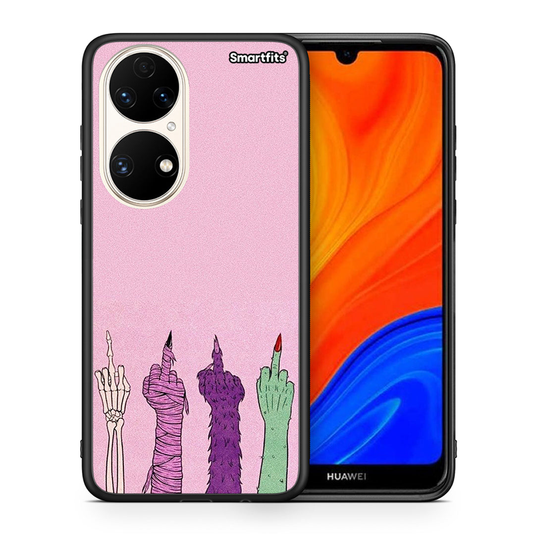 Θήκη Huawei P50 Halloween Be A Lady από τη Smartfits με σχέδιο στο πίσω μέρος και μαύρο περίβλημα | Huawei P50 Halloween Be A Lady case with colorful back and black bezels