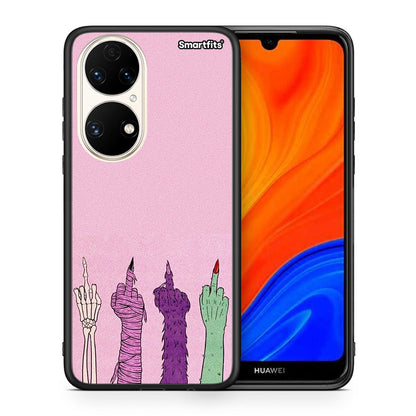 Θήκη Huawei P50 Halloween Be A Lady από τη Smartfits με σχέδιο στο πίσω μέρος και μαύρο περίβλημα | Huawei P50 Halloween Be A Lady case with colorful back and black bezels