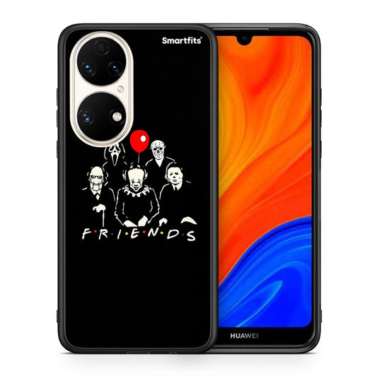 Θήκη Huawei P50 Halloween Friends από τη Smartfits με σχέδιο στο πίσω μέρος και μαύρο περίβλημα | Huawei P50 Halloween Friends case with colorful back and black bezels