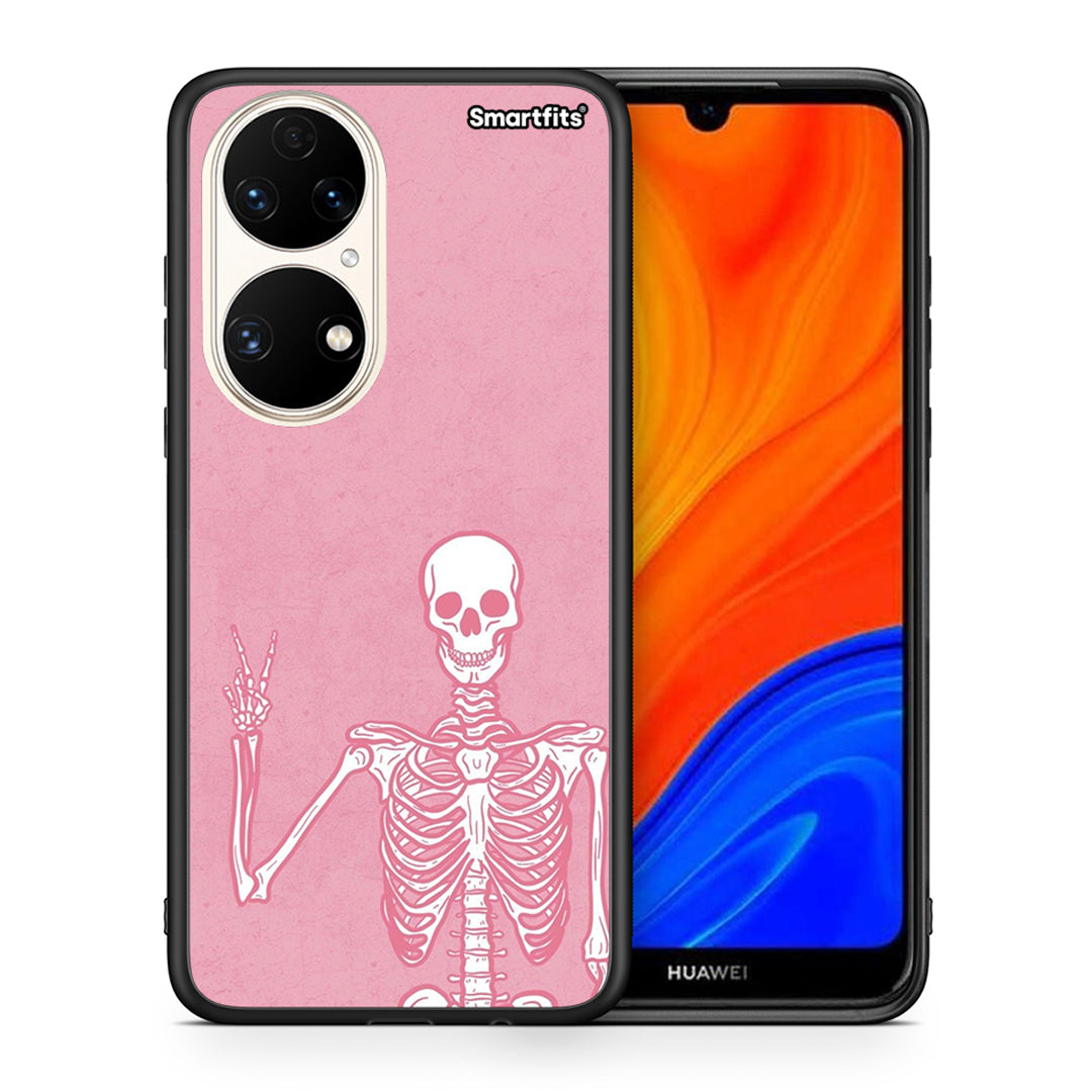 Θήκη Huawei P50 Halloween Motivation από τη Smartfits με σχέδιο στο πίσω μέρος και μαύρο περίβλημα | Huawei P50 Halloween Motivation case with colorful back and black bezels