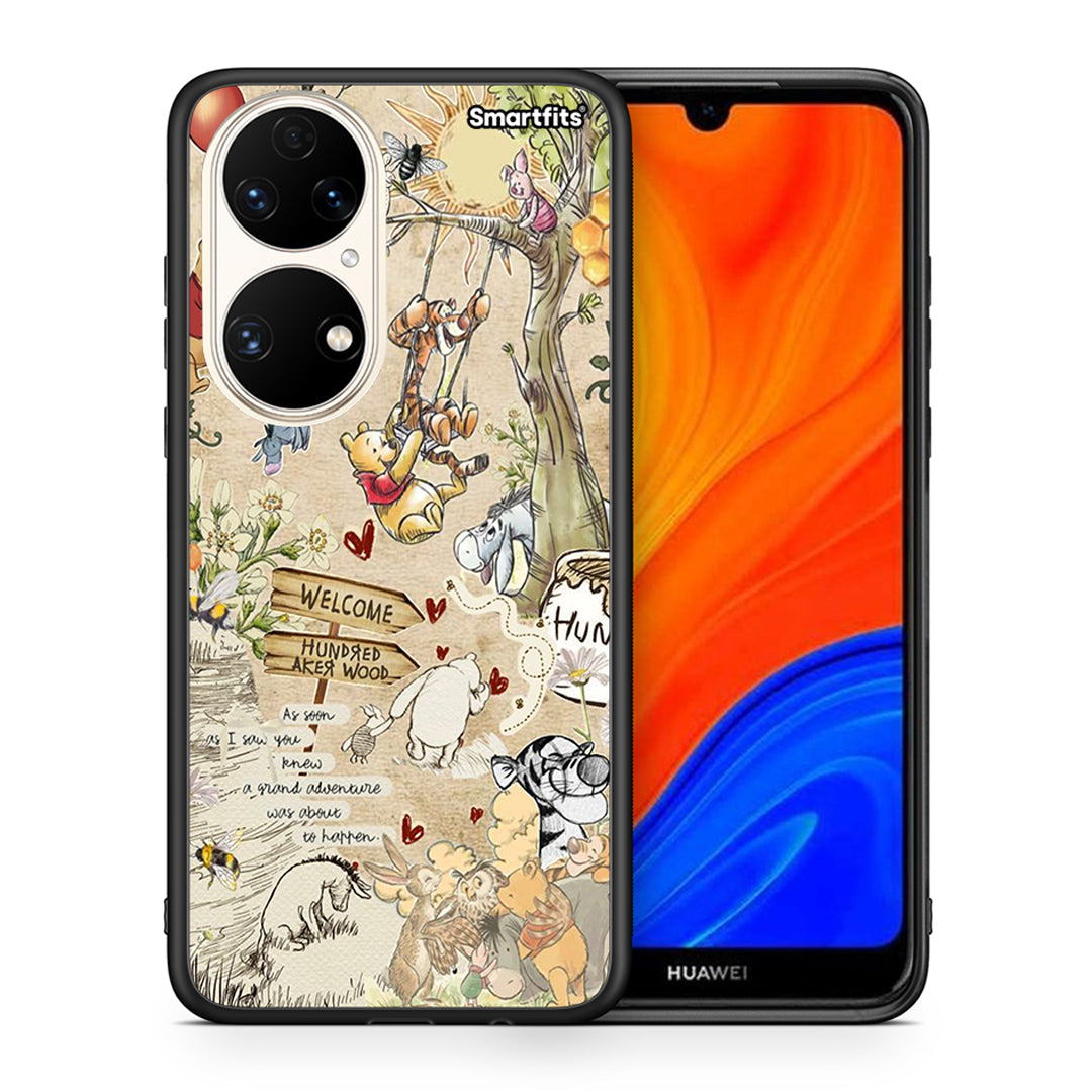 Θήκη Huawei P50 Happy Friends από τη Smartfits με σχέδιο στο πίσω μέρος και μαύρο περίβλημα | Huawei P50 Happy Friends case with colorful back and black bezels