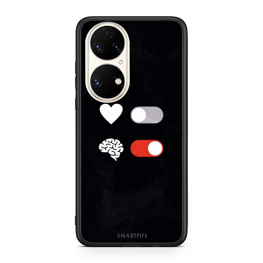Huawei P50 Heart Vs Brain Θήκη Αγίου Βαλεντίνου από τη Smartfits με σχέδιο στο πίσω μέρος και μαύρο περίβλημα | Smartphone case with colorful back and black bezels by Smartfits