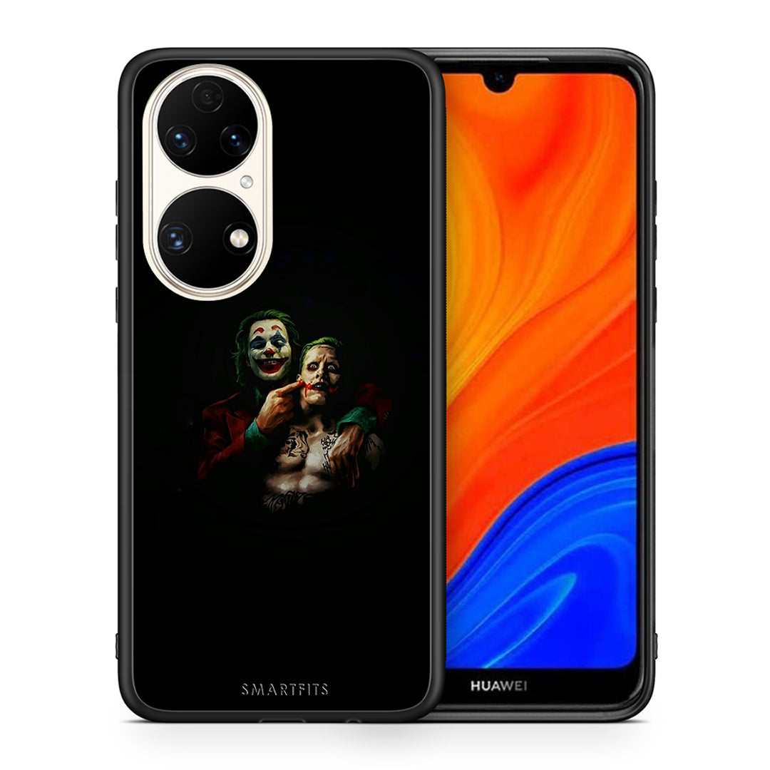 Θήκη Huawei P50 Clown Hero από τη Smartfits με σχέδιο στο πίσω μέρος και μαύρο περίβλημα | Huawei P50 Clown Hero case with colorful back and black bezels