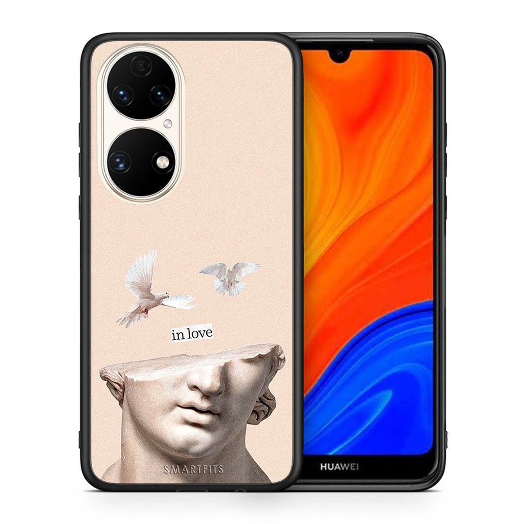 Θήκη Huawei P50 In Love από τη Smartfits με σχέδιο στο πίσω μέρος και μαύρο περίβλημα | Huawei P50 In Love case with colorful back and black bezels