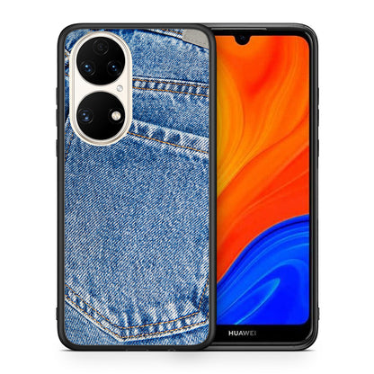 Θήκη Huawei P50 Jeans Pocket από τη Smartfits με σχέδιο στο πίσω μέρος και μαύρο περίβλημα | Huawei P50 Jeans Pocket case with colorful back and black bezels