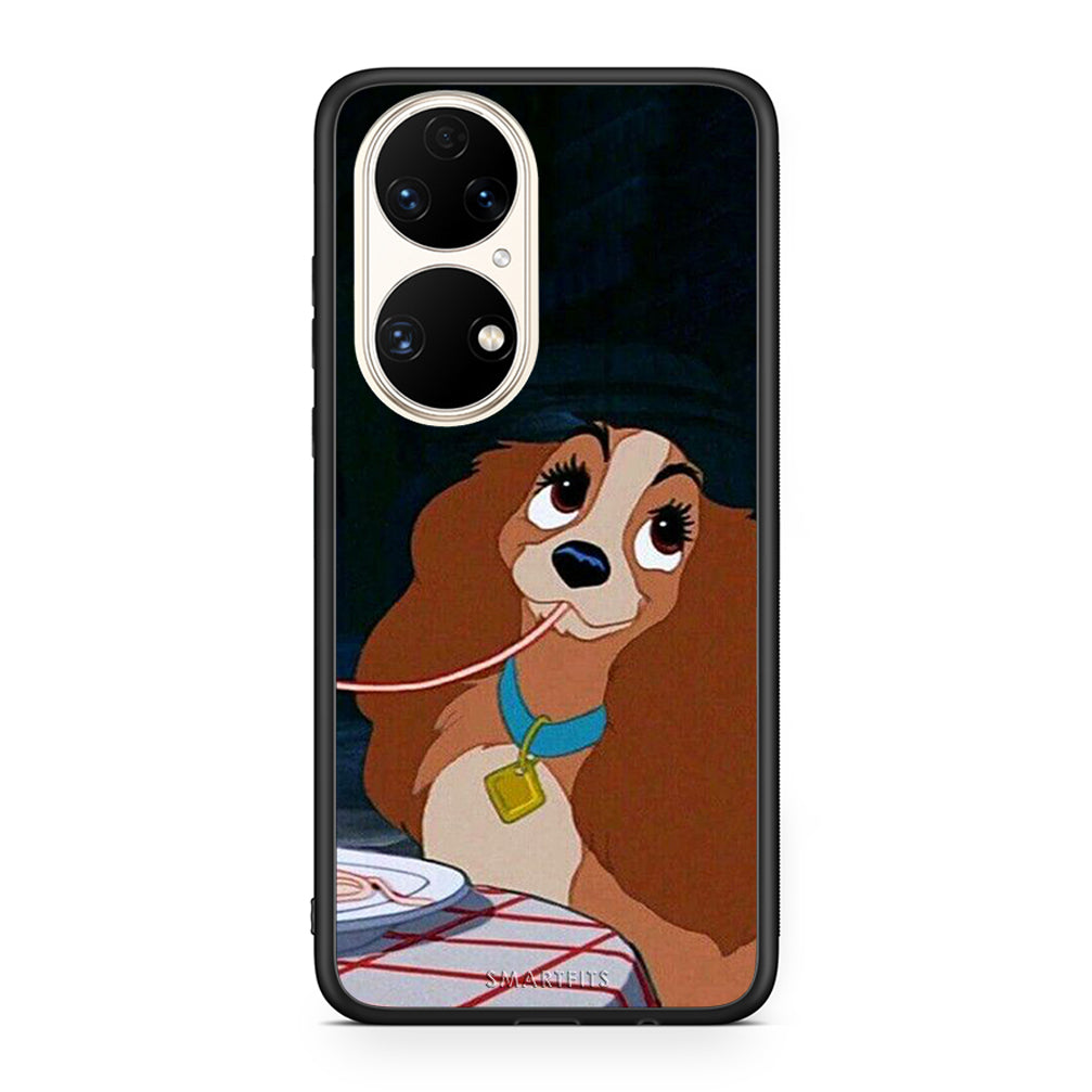 Huawei P50 Lady And Tramp 2 Θήκη Αγίου Βαλεντίνου από τη Smartfits με σχέδιο στο πίσω μέρος και μαύρο περίβλημα | Smartphone case with colorful back and black bezels by Smartfits