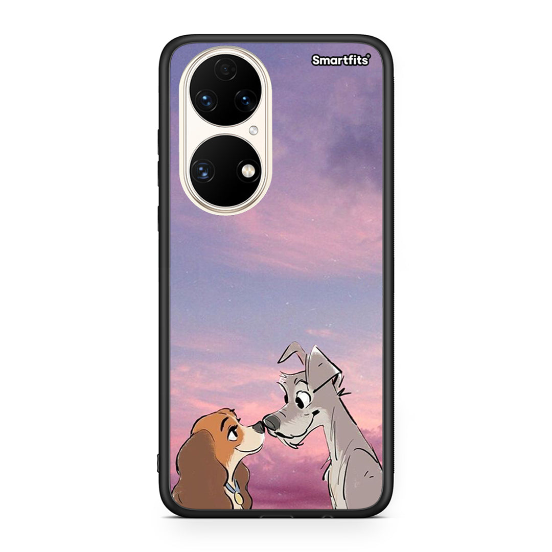 Huawei P50 Lady And Tramp θήκη από τη Smartfits με σχέδιο στο πίσω μέρος και μαύρο περίβλημα | Smartphone case with colorful back and black bezels by Smartfits