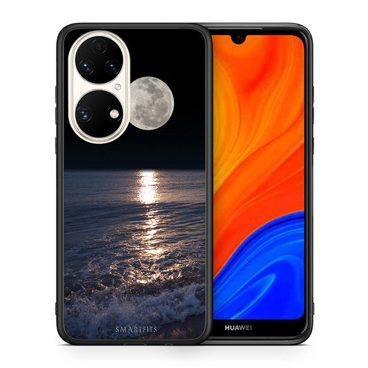 Θήκη Huawei P50 Moon Landscape από τη Smartfits με σχέδιο στο πίσω μέρος και μαύρο περίβλημα | Huawei P50 Moon Landscape case with colorful back and black bezels
