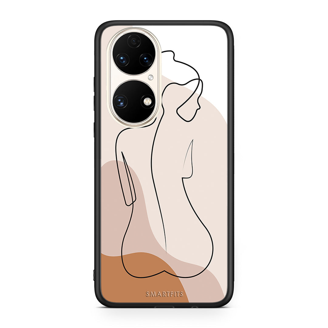 Huawei P50 LineArt Woman θήκη από τη Smartfits με σχέδιο στο πίσω μέρος και μαύρο περίβλημα | Smartphone case with colorful back and black bezels by Smartfits
