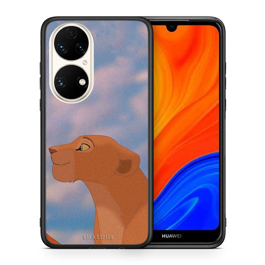 Θήκη Αγίου Βαλεντίνου Huawei P50 Lion Love 2 από τη Smartfits με σχέδιο στο πίσω μέρος και μαύρο περίβλημα | Huawei P50 Lion Love 2 case with colorful back and black bezels
