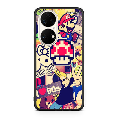 Huawei P50 Love The 90s θήκη από τη Smartfits με σχέδιο στο πίσω μέρος και μαύρο περίβλημα | Smartphone case with colorful back and black bezels by Smartfits