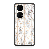 Thumbnail for 44 - Huawei P50 Gold Geometric Marble case, cover, bumper
