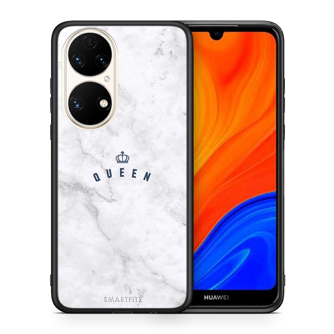 Θήκη Huawei P50 Queen Marble από τη Smartfits με σχέδιο στο πίσω μέρος και μαύρο περίβλημα | Huawei P50 Queen Marble case with colorful back and black bezels