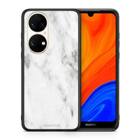 Thumbnail for Θήκη Huawei P50 White Marble από τη Smartfits με σχέδιο στο πίσω μέρος και μαύρο περίβλημα | Huawei P50 White Marble case with colorful back and black bezels